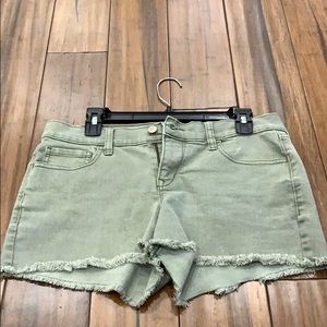 Green jean shorts